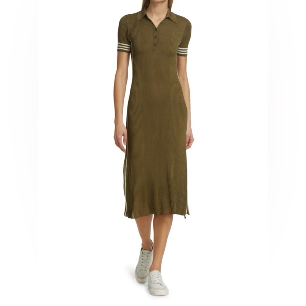 NWT Rag & Bone Midi Peyton Polo Dress in Deep Olive, Size Medium